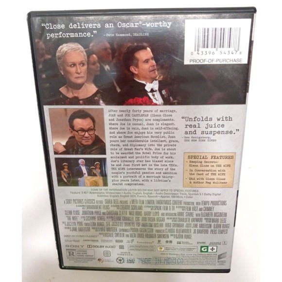 The Wife (DVD, 2018) Movie Glenn Close Jonathan Pryce Christian Slater - Picture 2 of 4